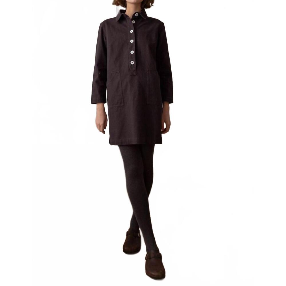 NEW BIBICO tara short cotton twill dress in dove grey